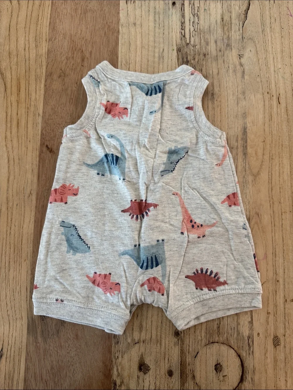 Carter's Gray Sleeveless Dino Print One-Piece Bodysuit